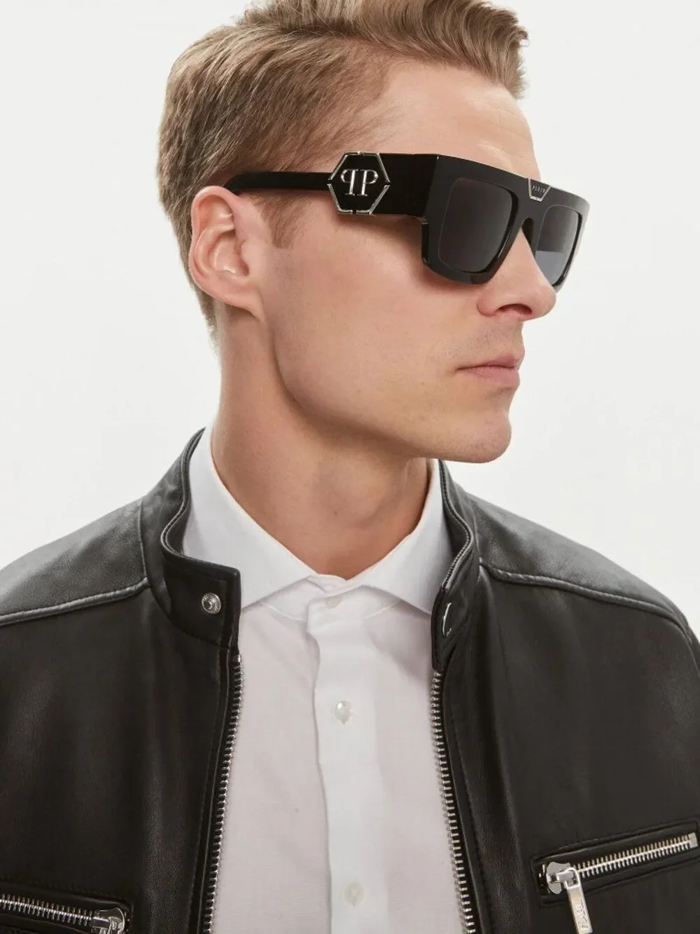 Philipp Plein Men Sunglasses Black Grey Square SPP092M 700Y NEW AUTHENTIC